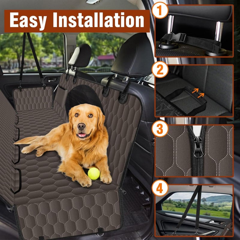 NECKORY Waterproof Dog Car Seat Cover - Scratch Proof Nonslip Back Seat Hammock with Mesh Window & Storage Pocket for SUVs/Trucks/Sedans-S, Brown/Black - Image 5
